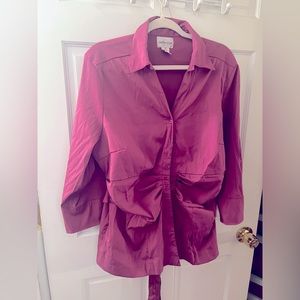 Caren Sport purple rose blouse 2X
